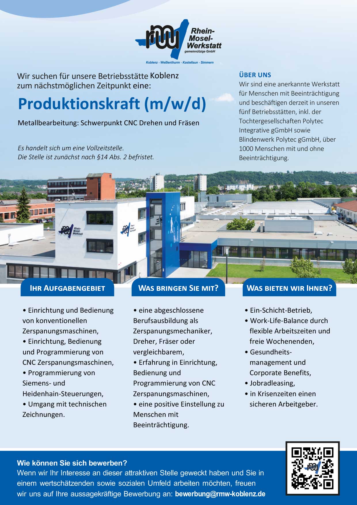 Produktionskraft (m/w/d) - Metallbearbeitung: Schwerpunkt CNC Drehen und Fräsen